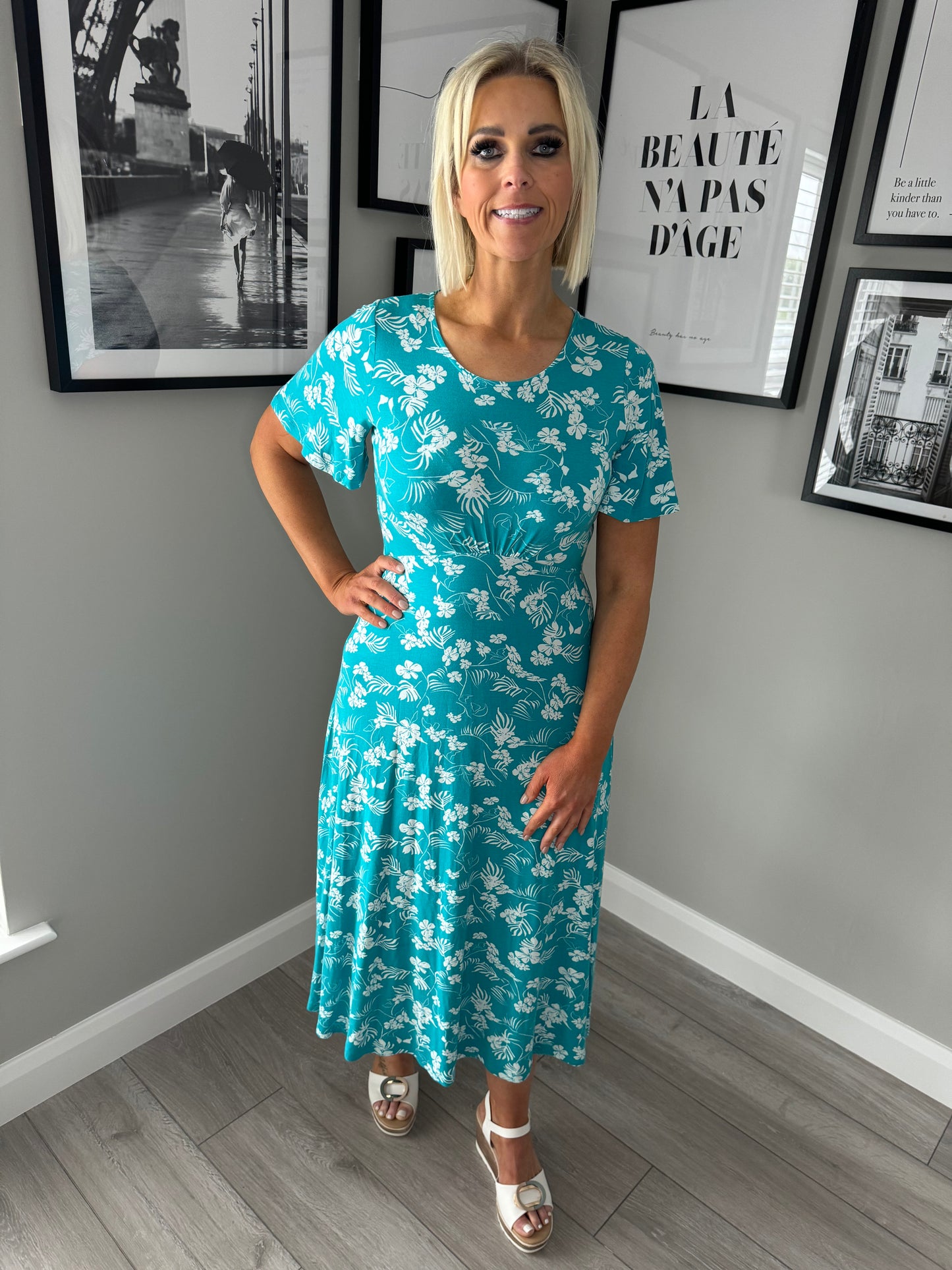 Adini Turquoise Floral Dress