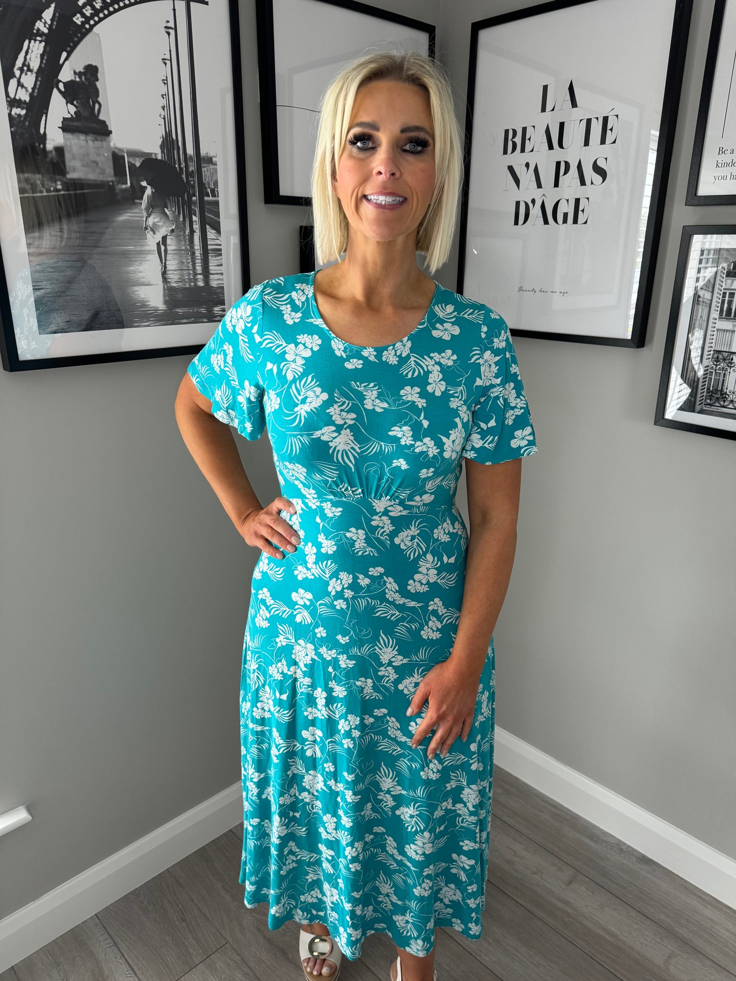 Adini Turquoise Floral Dress