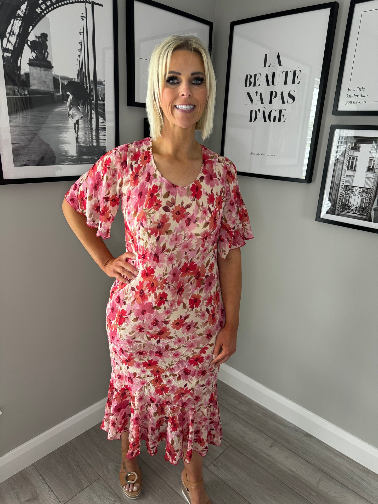 Adini Pink Print Dress