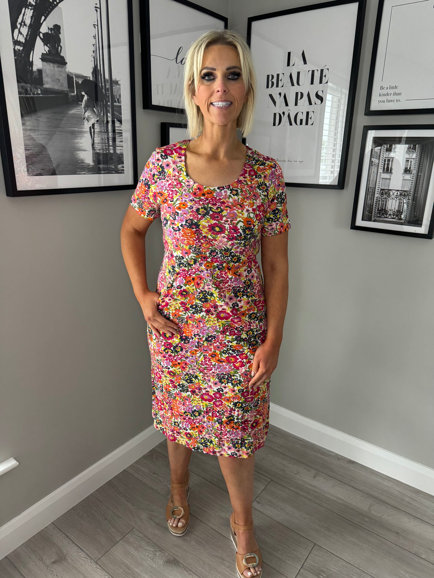 Adini Pink Multi Floral Dress