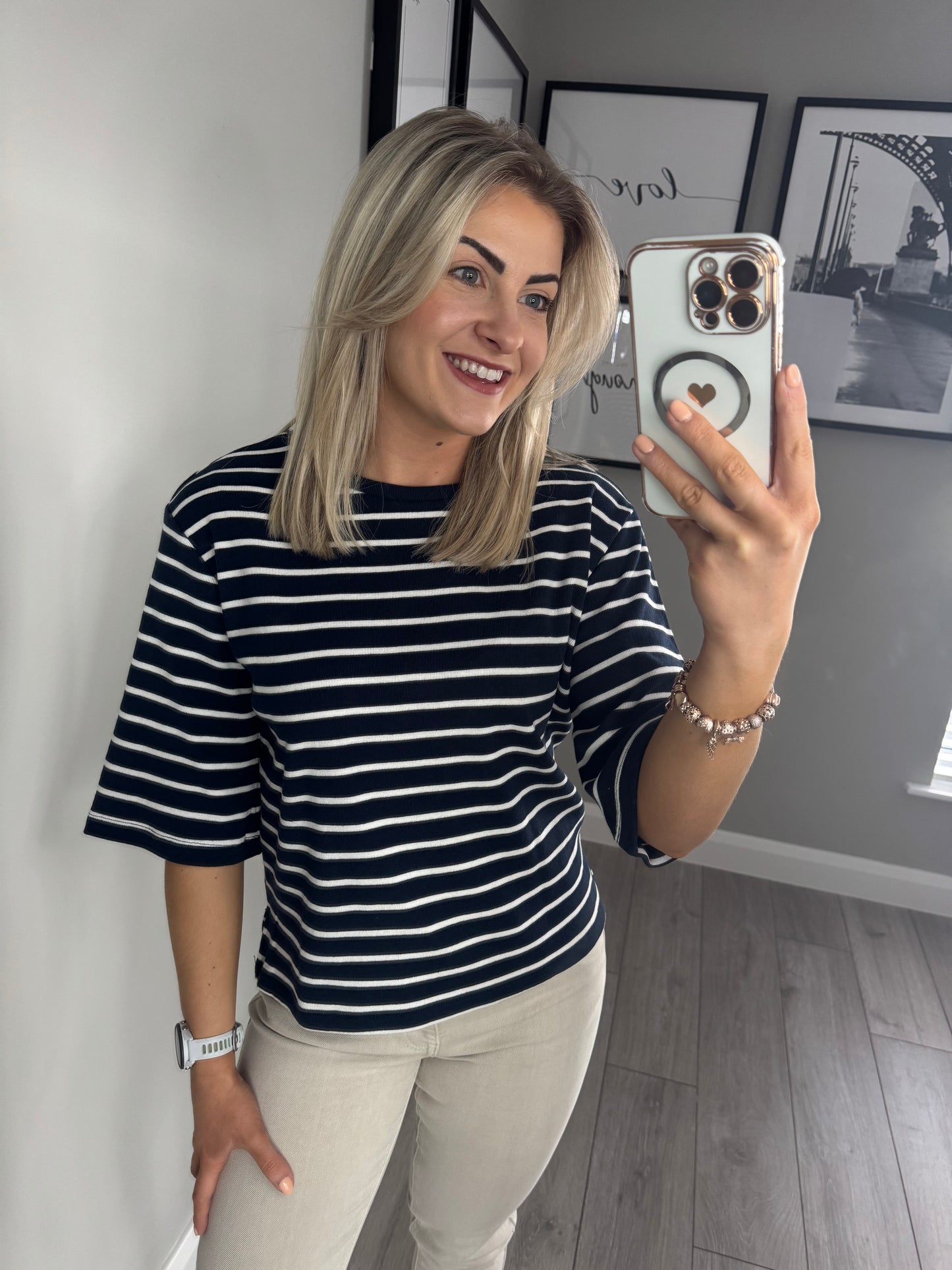 Freequent Navy Striped Top