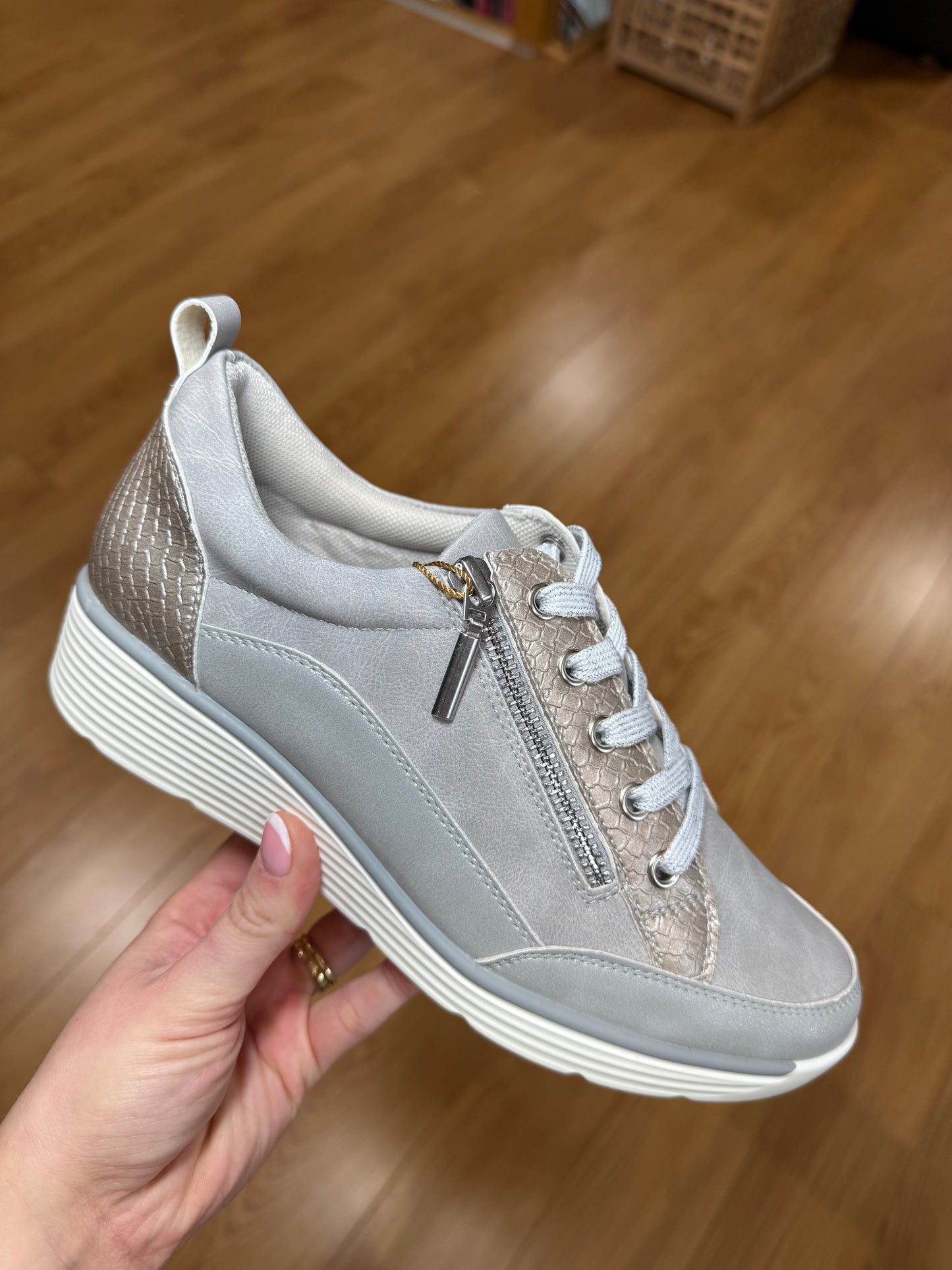 Lunar Kiley Silver Wedge Trainer