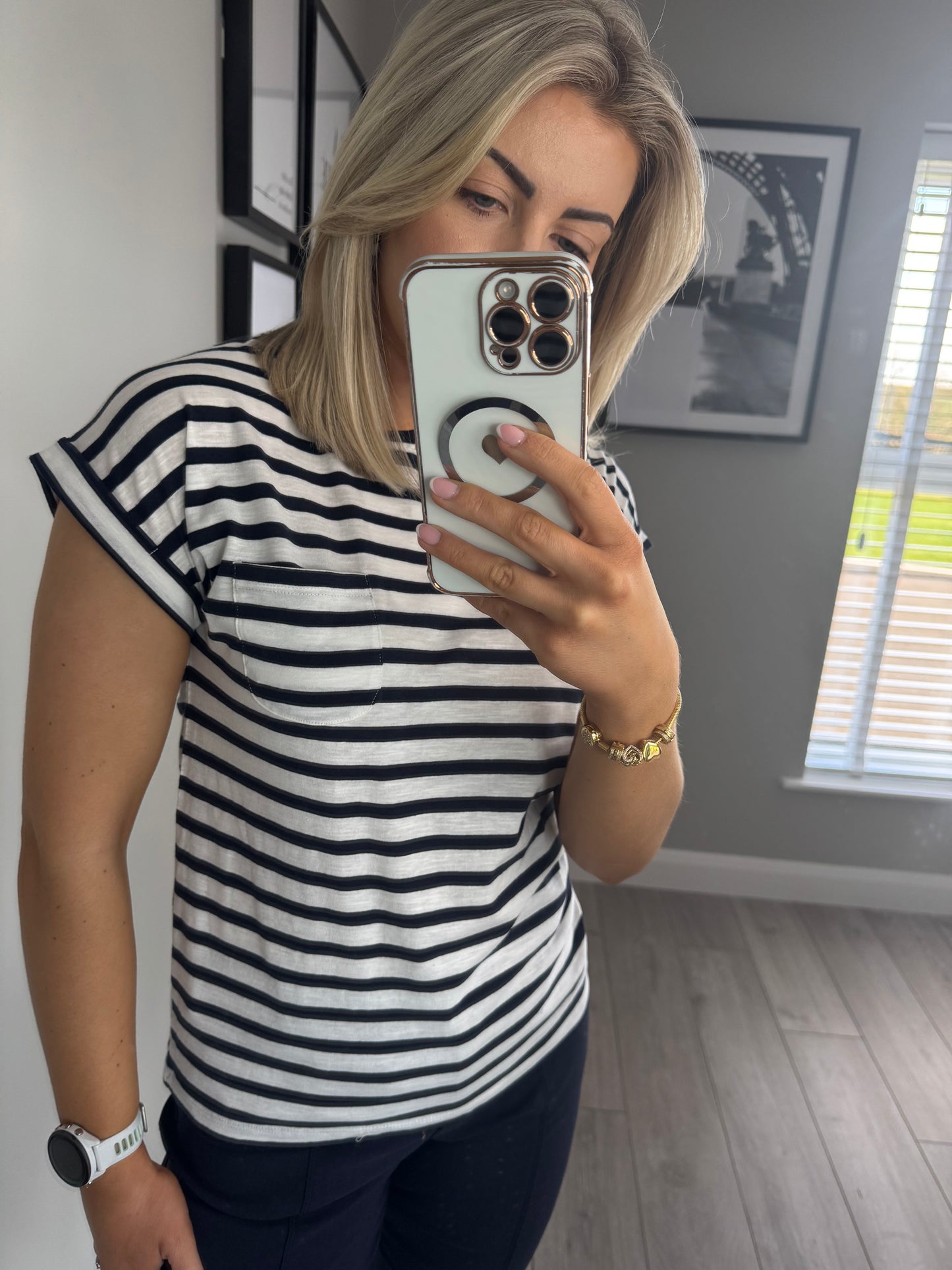 Freequent Navy Striped Tee