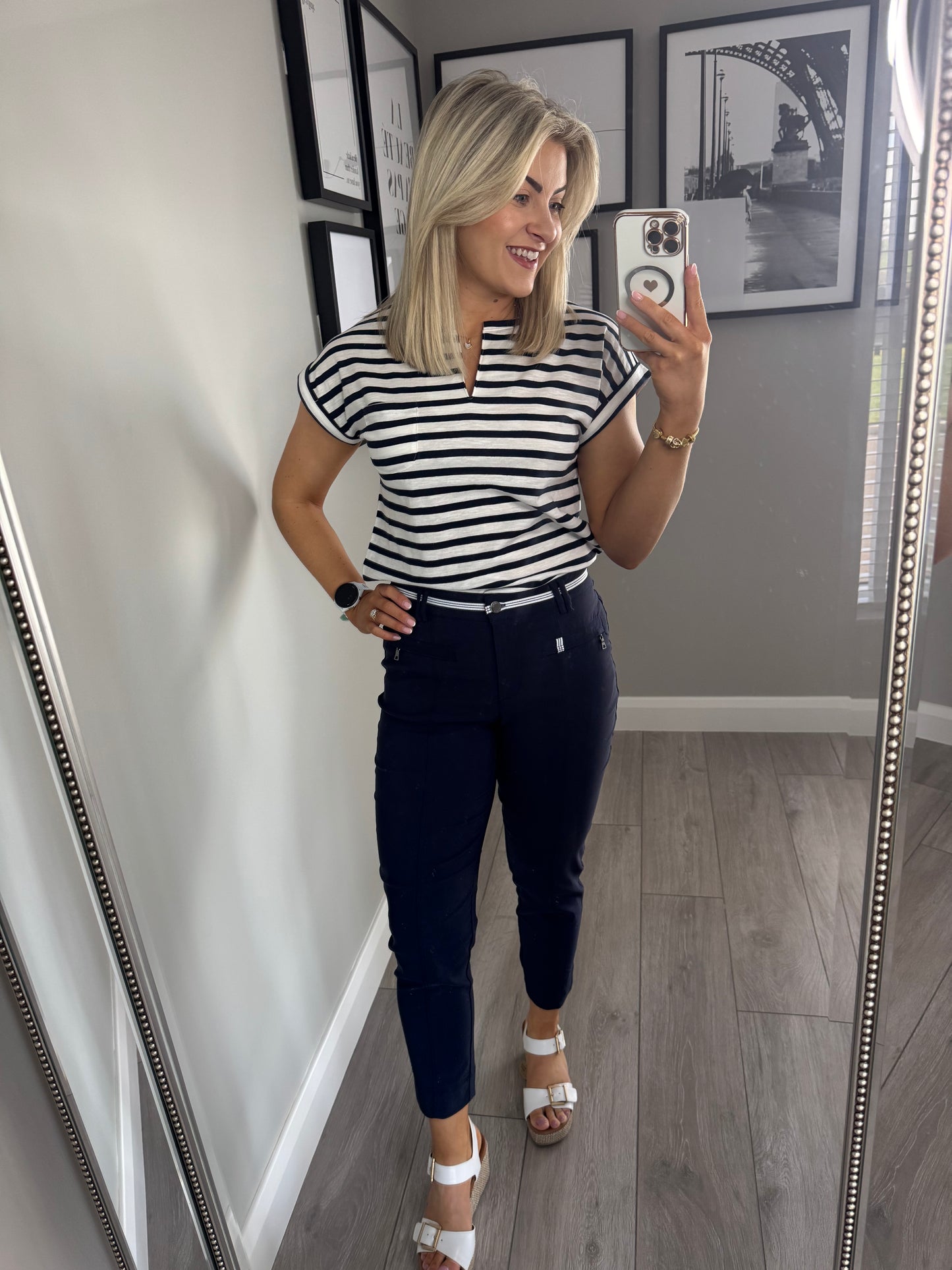 Pinns Navy Stripe 7/8 Trousers