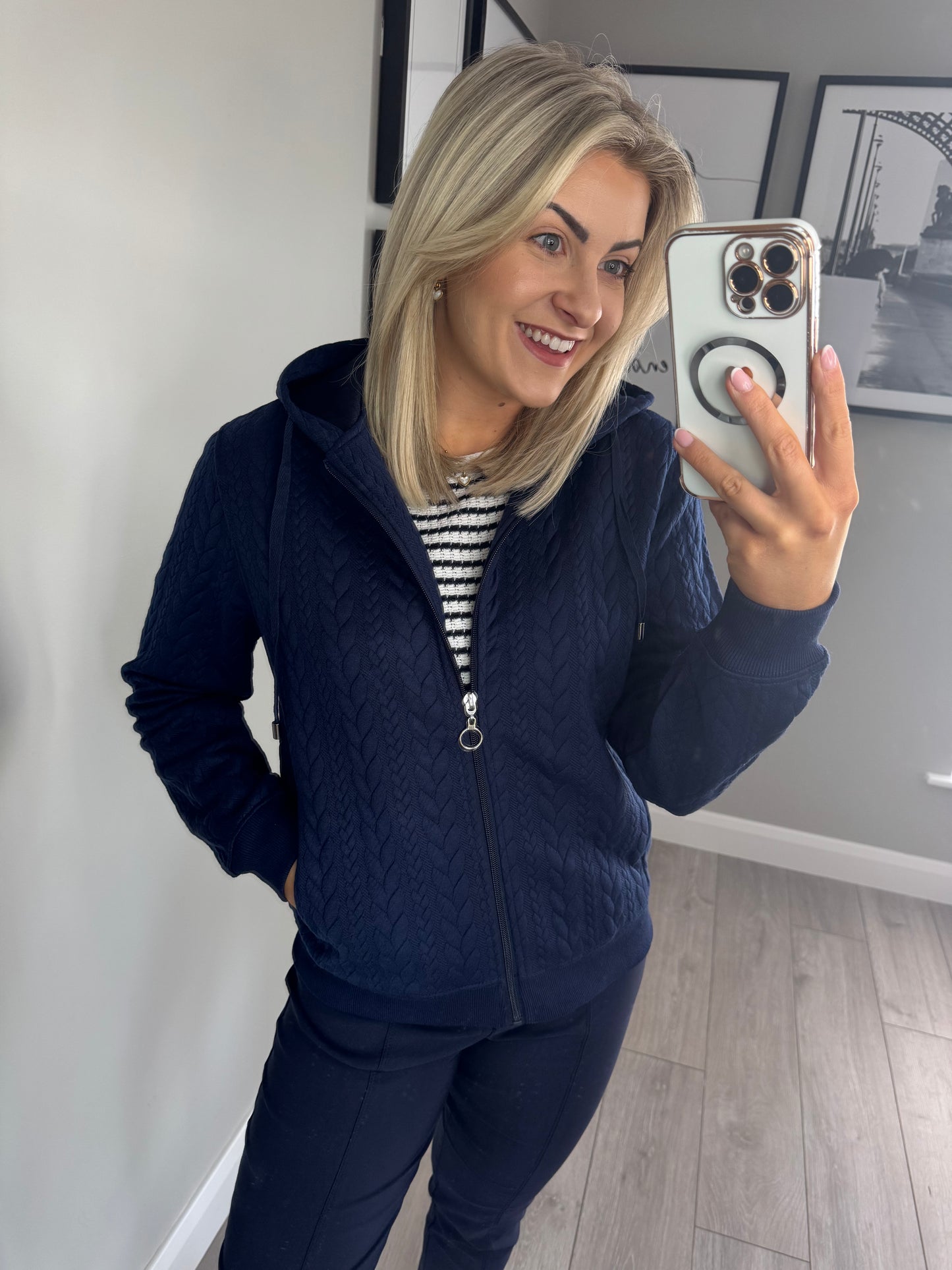 Navy Zip Hooded Jacket