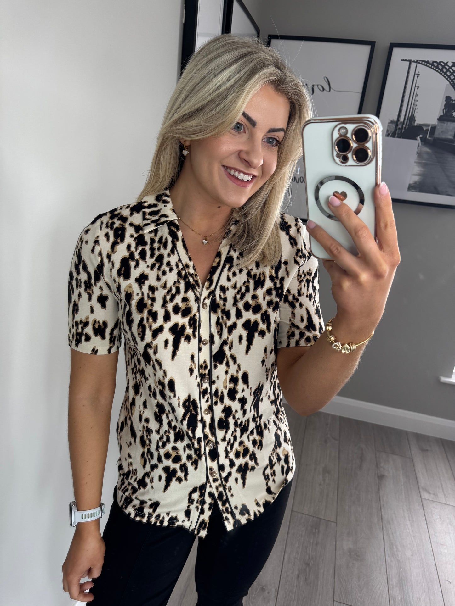 Yest Beige Animal Print Blouse