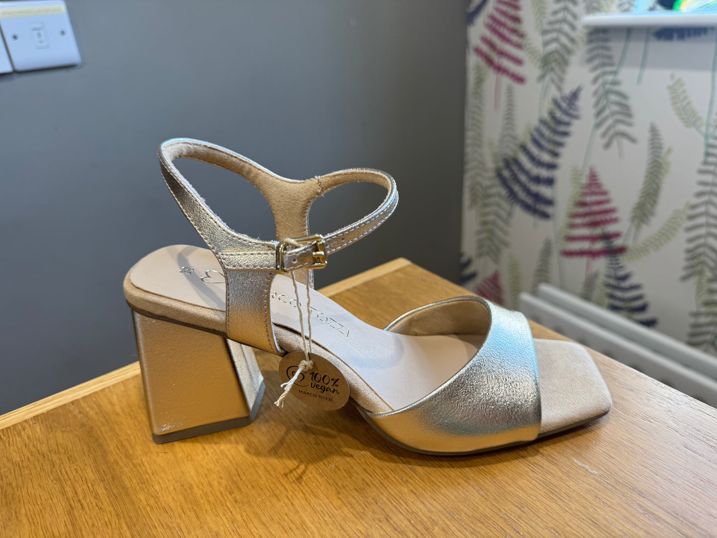 Marco Tozzi Gold Block Heeled Sandal