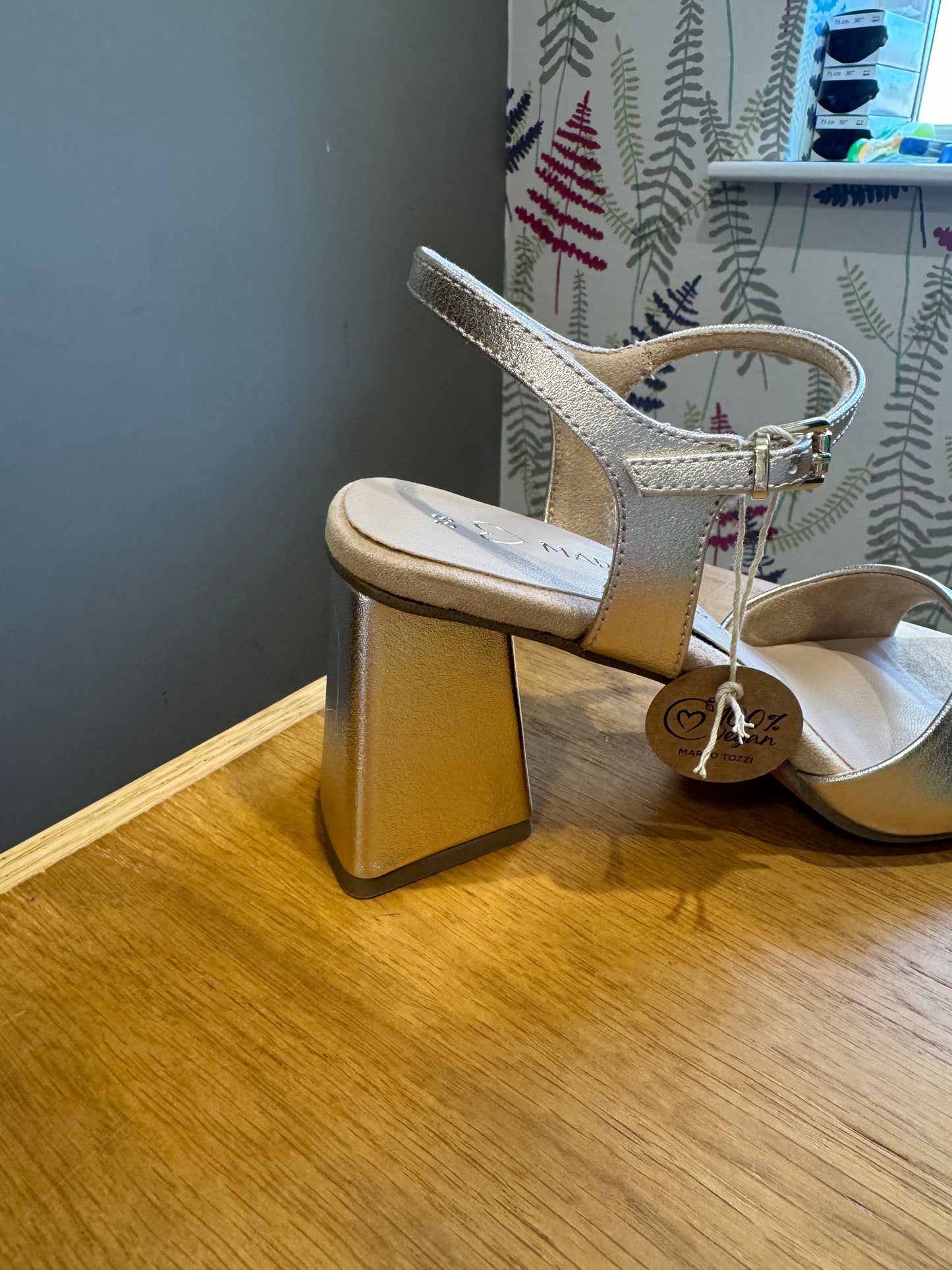 Marco Tozzi Gold Block Heeled Sandal