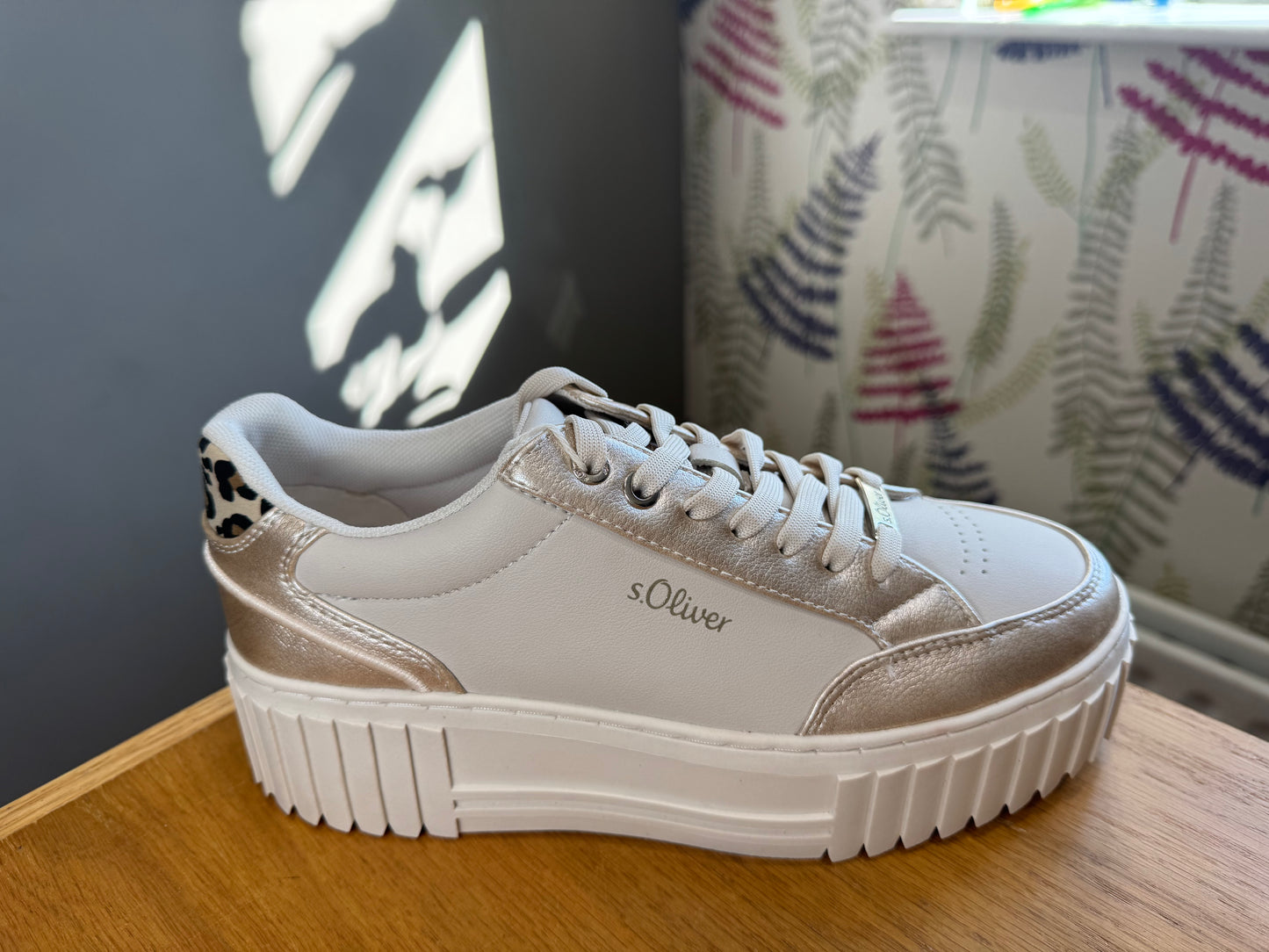 S. Oliver Beige/Leopard Platform Trainer