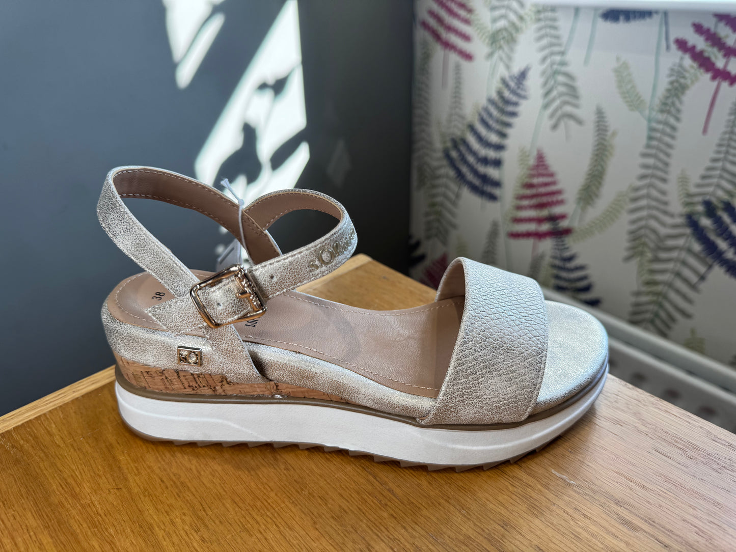 S. Oliver Champagne Wedge Sandal