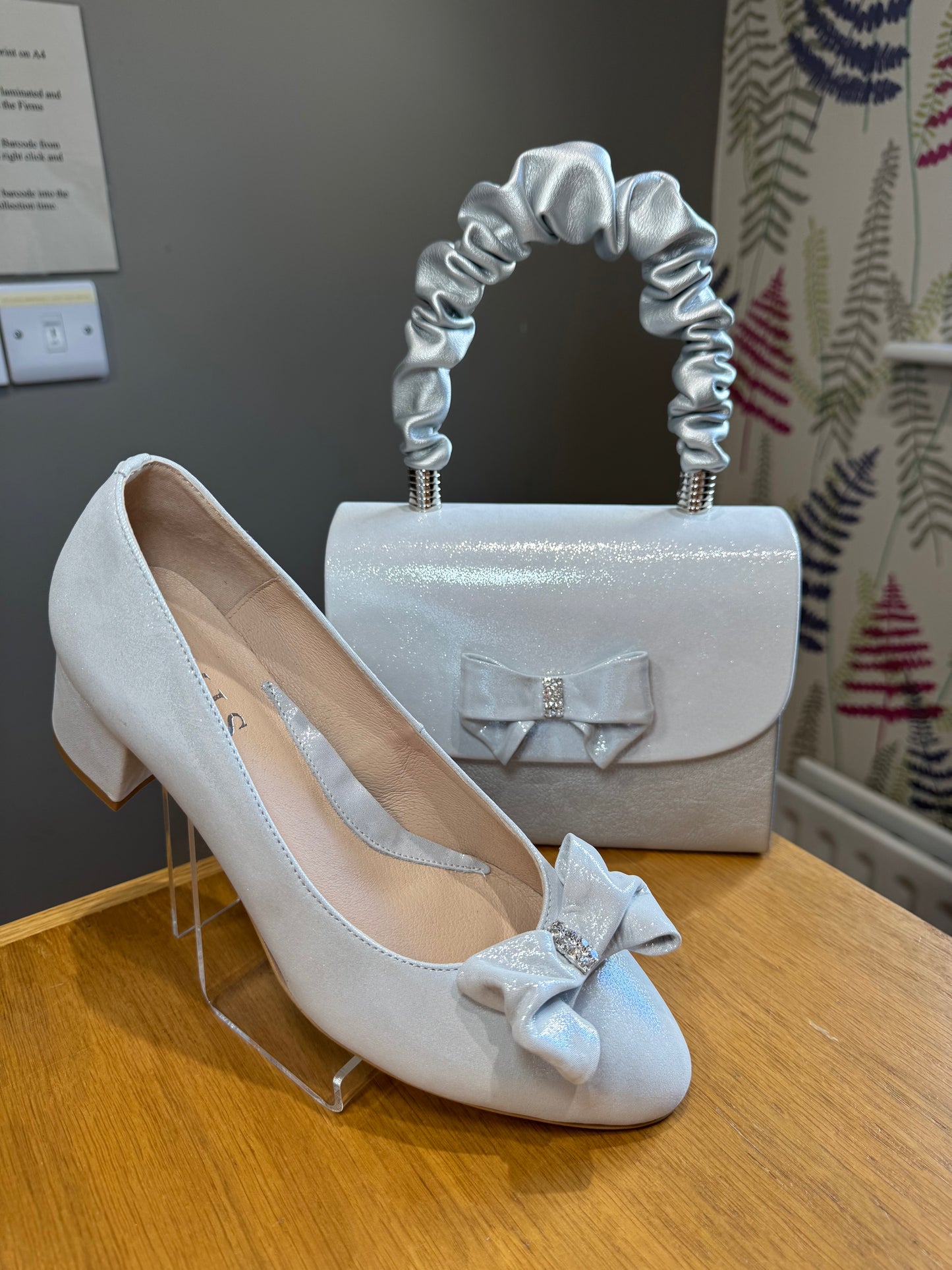 Emis Silver Shimmer Block Heel Court