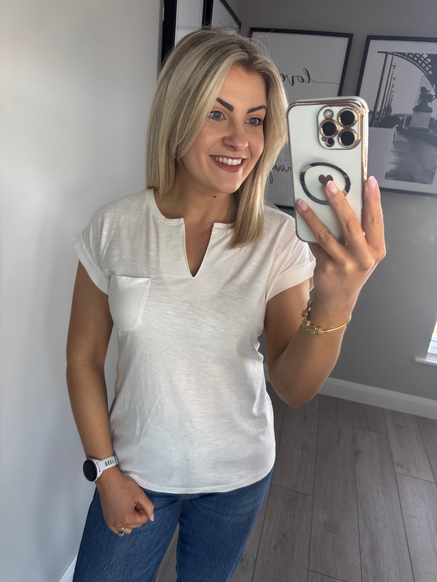 Freequent White Pocket T-Shirt