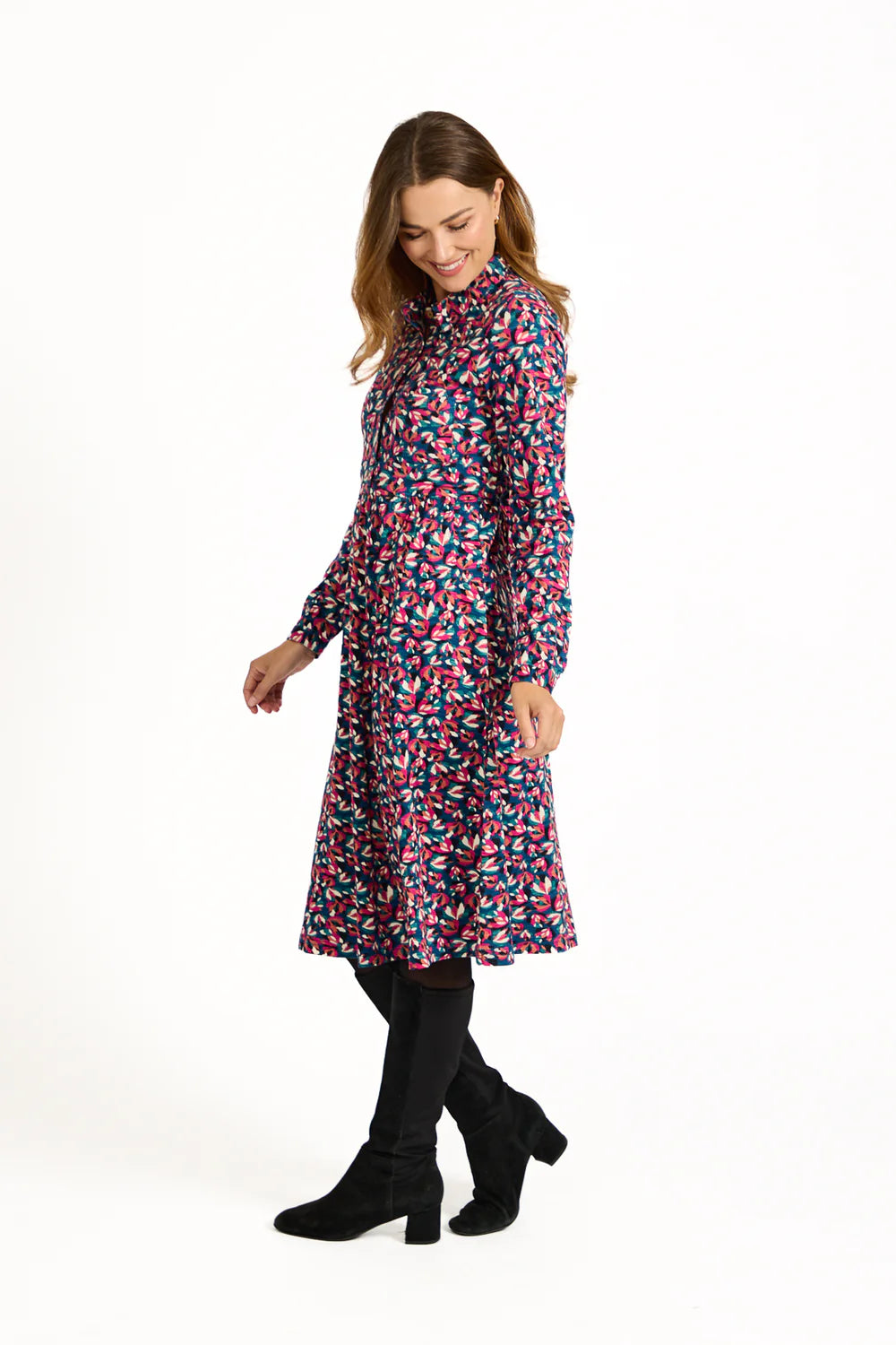 Pink Floral Print Jersey Dress