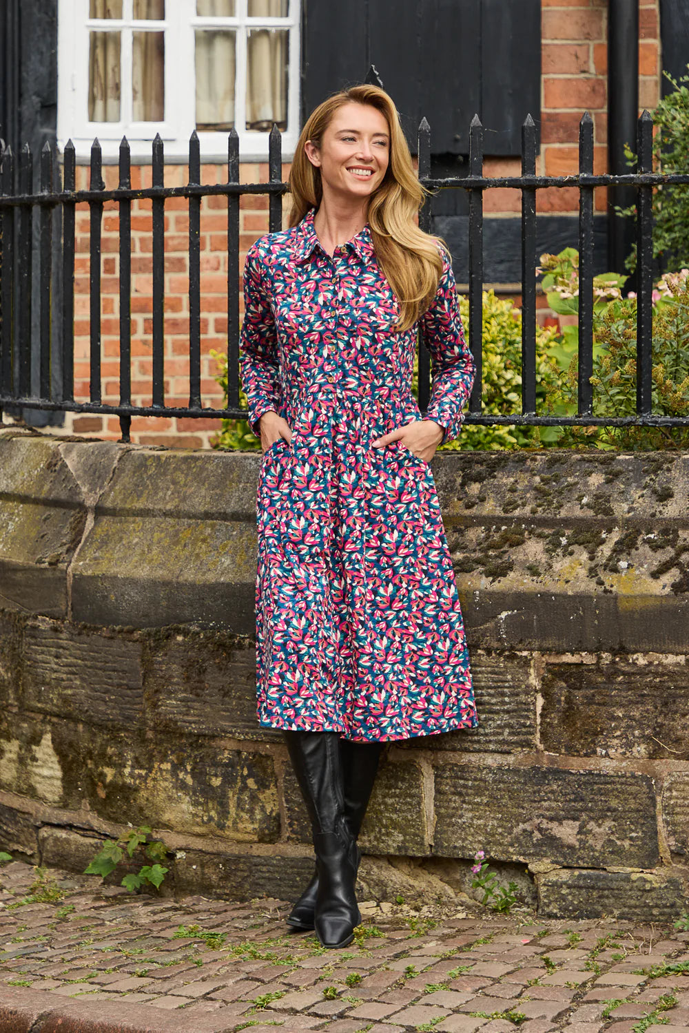 Pink Floral Print Jersey Dress