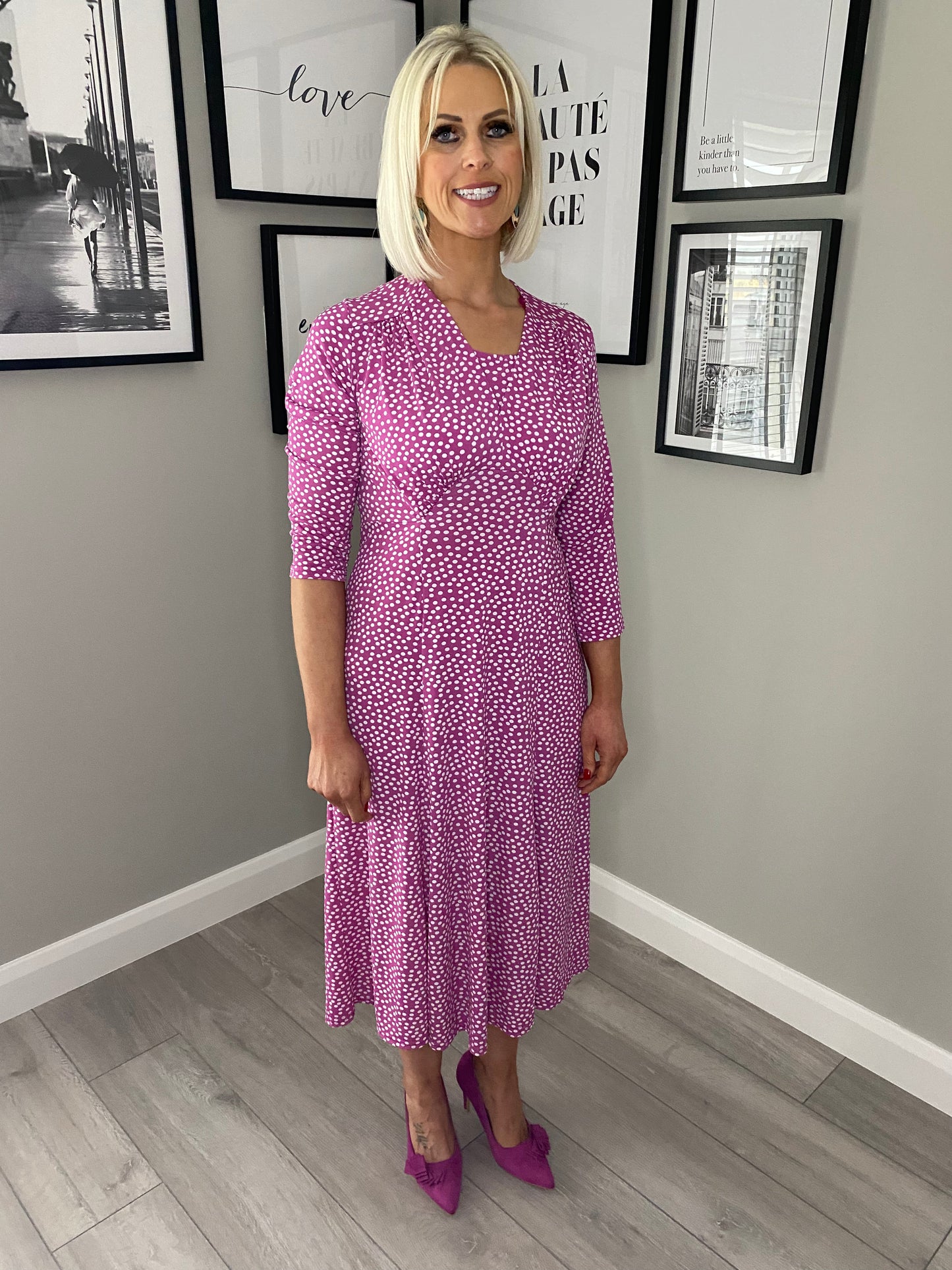 Anonymous Magenta Spotted Dress