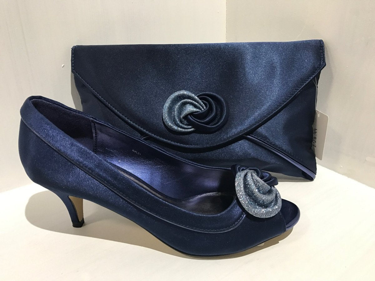 Lunar Ripley Navy Low Heeled Shoe - MJ Shoes