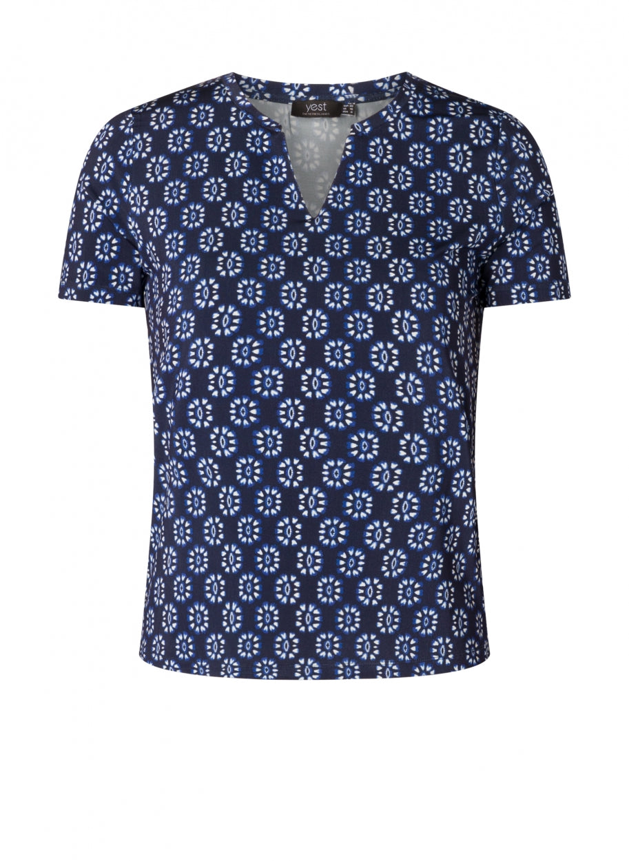 Yest Navy Printed Top