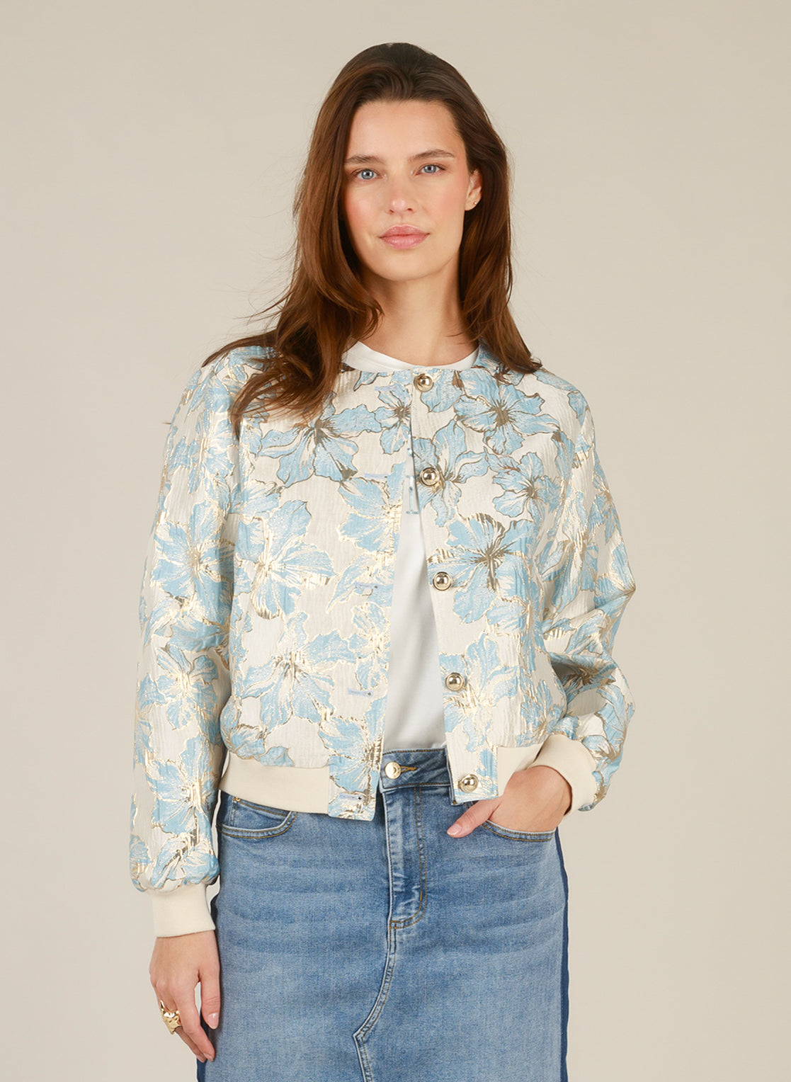 Yest Blue/Gold Metallic Bomber Jacket