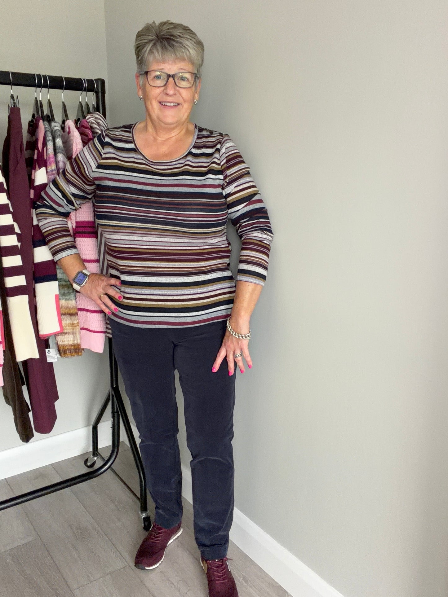 Merlot/Navy Striped Top