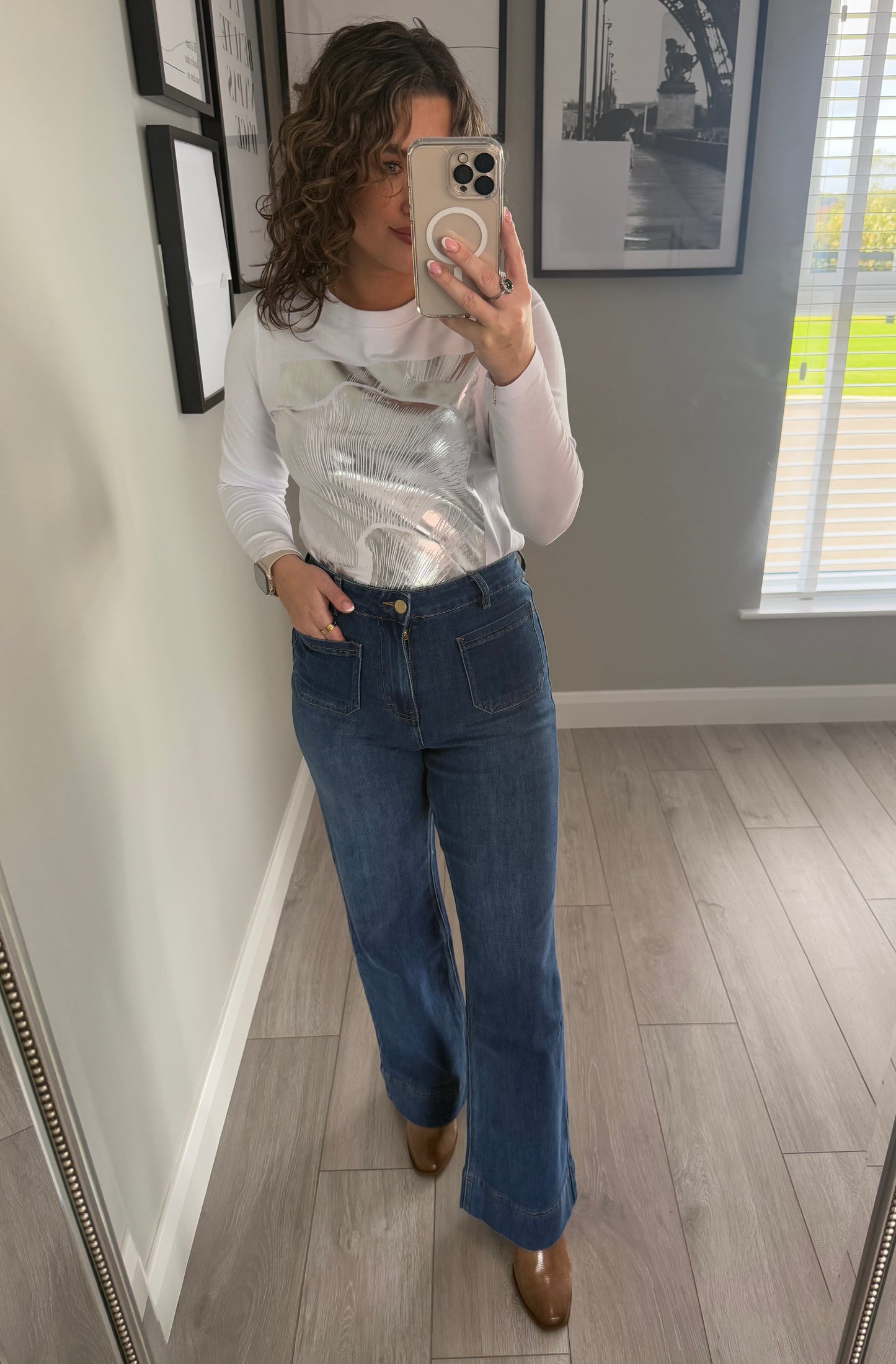 Rant & Rave Cristal Mid Wash Wide Leg Jean