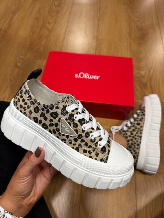 S. Oliver Leopard Canvas Trainer