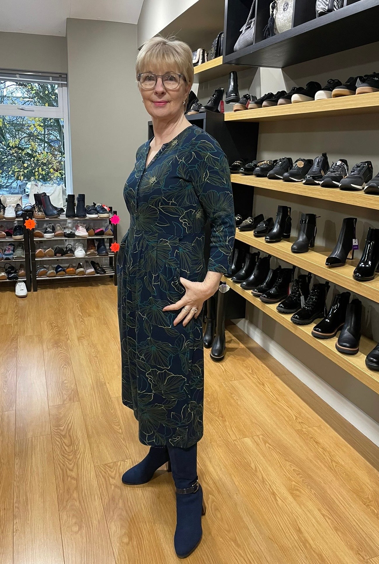 Adini Prita Navy Fine Floral Dress