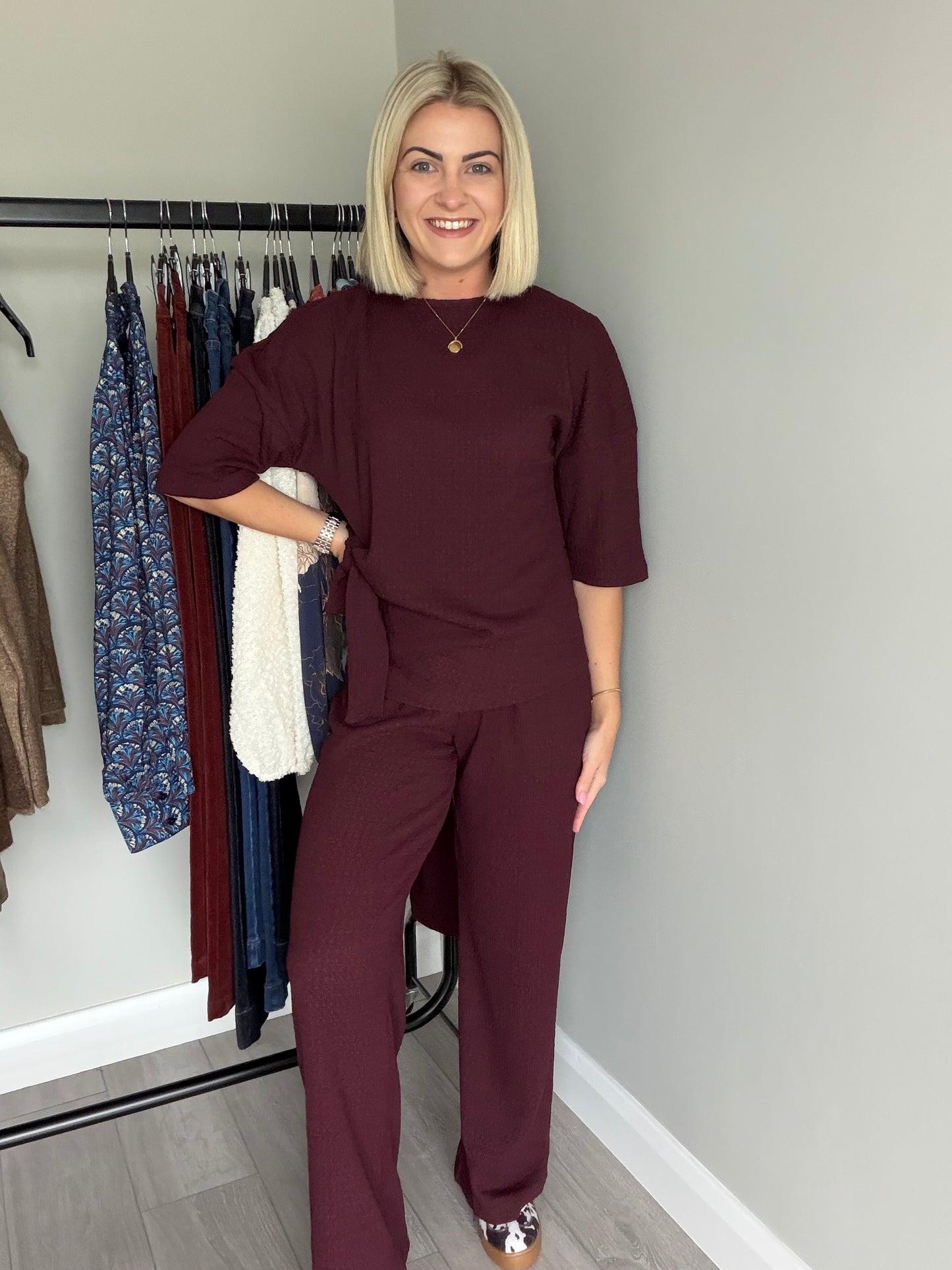 Rant & Rave Freya Textured Chocolate Plum Co-ord