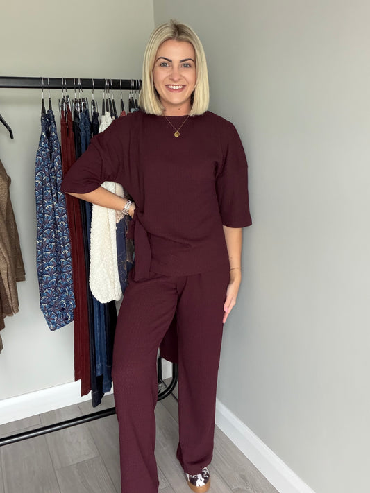 Rant & Rave Freya Textured Chocolate Plum Co-ord