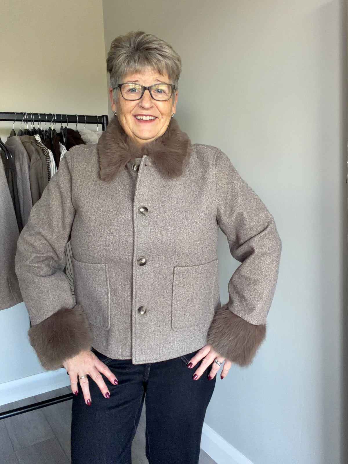 Freequent Morel Fur Jacket