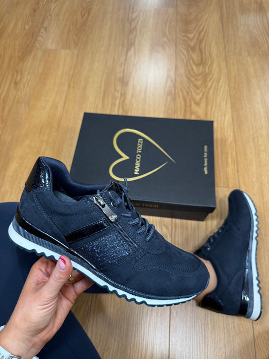 Marco Tozzi Navy Zip Trainer