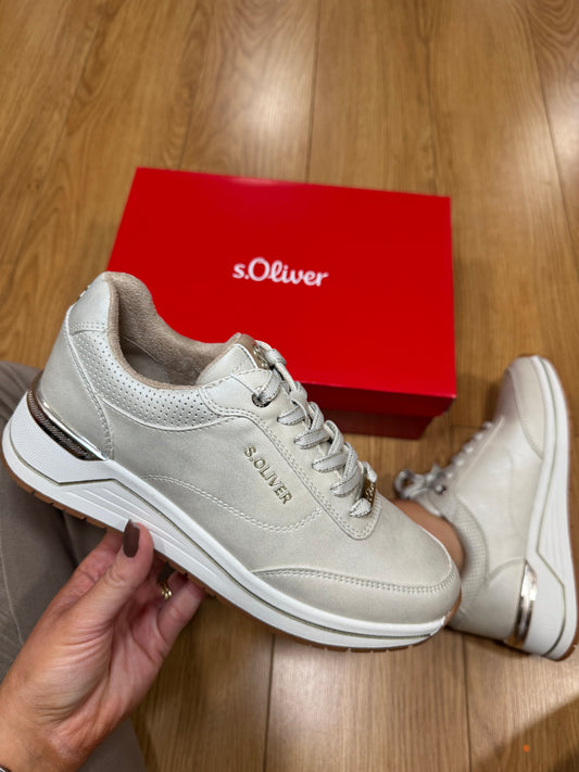 S. Oliver Champagne Wedge Trainer