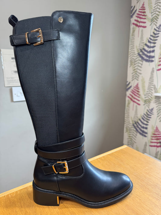 Lotus Freya Black Knee Boot