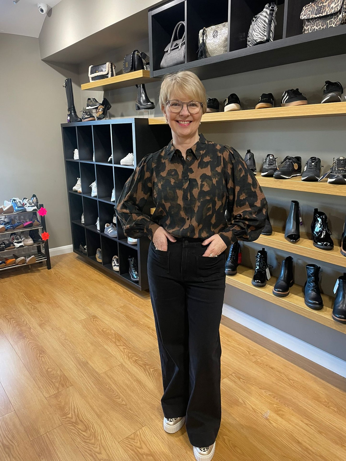 Yest Warm Taupe/Leopard Blouse