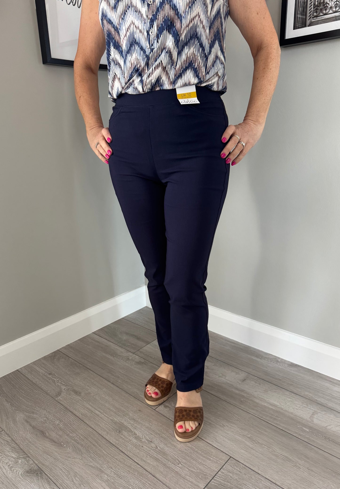 Classic Navy Bengaline Pull On Trousers