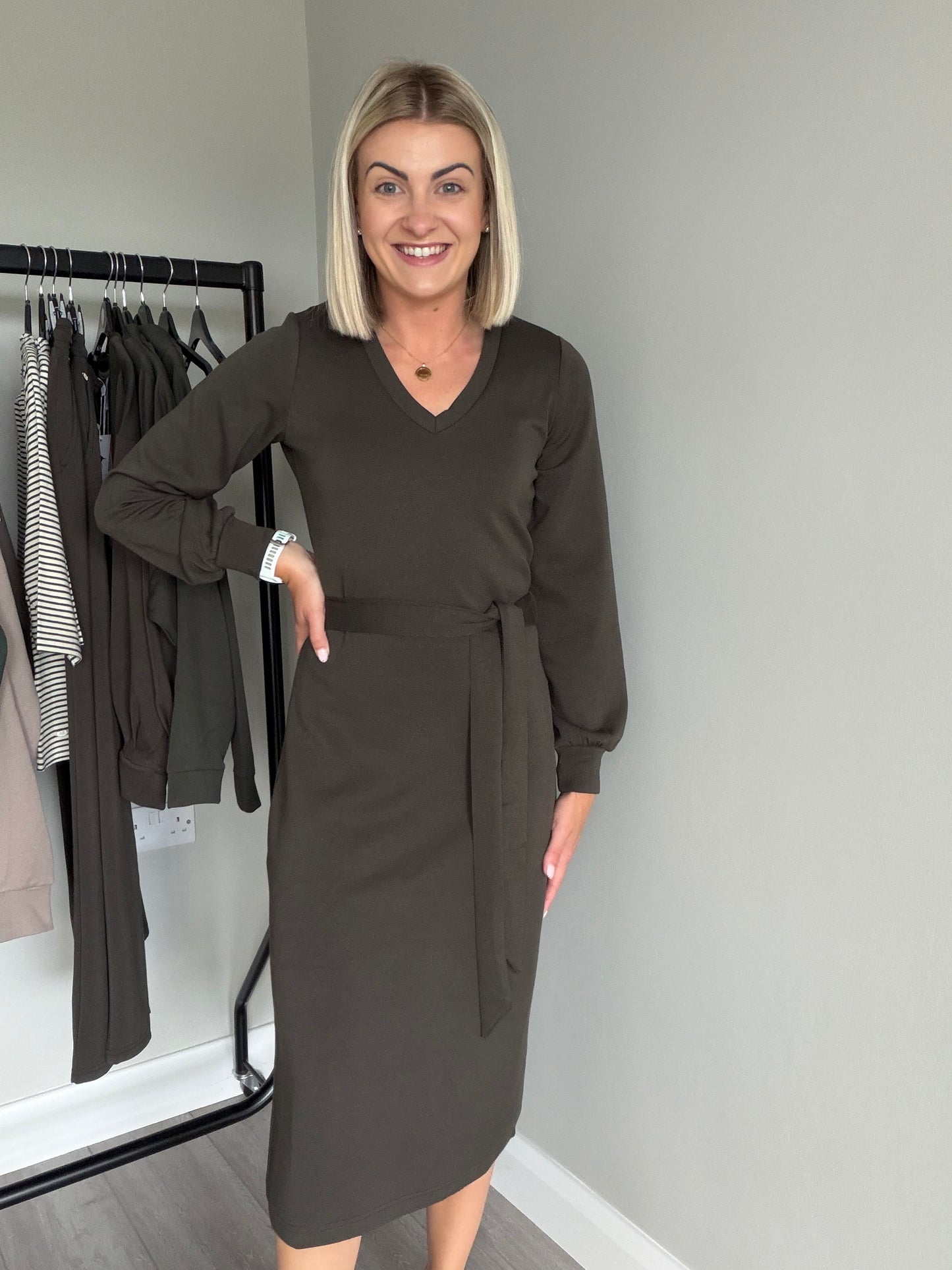 Relax & Renew Celia Khaki Dress