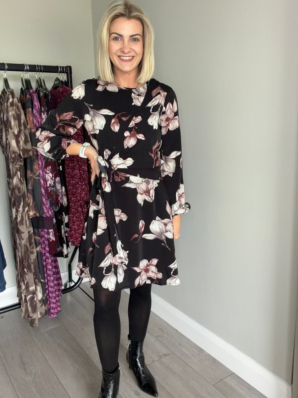 Rant & Rave Grace Black Floral Dress