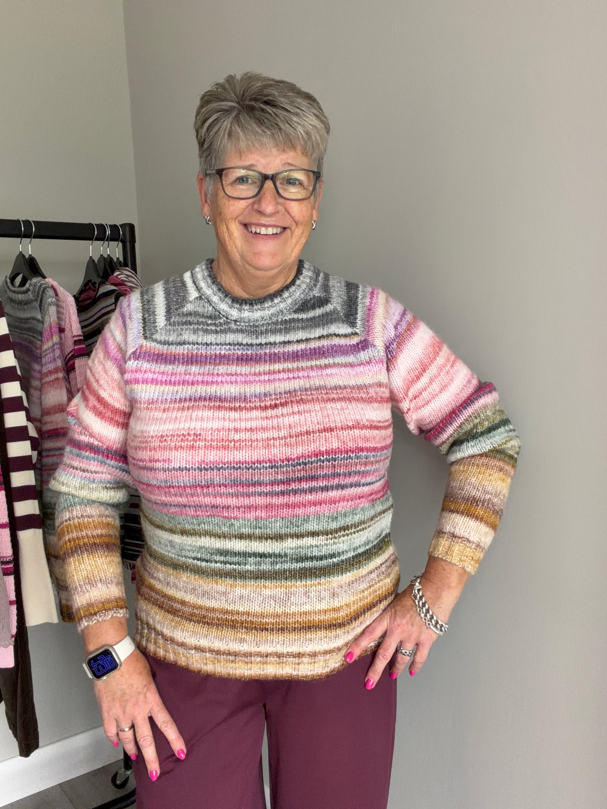 Mudflower Pink Space Dye Stripe Jumper