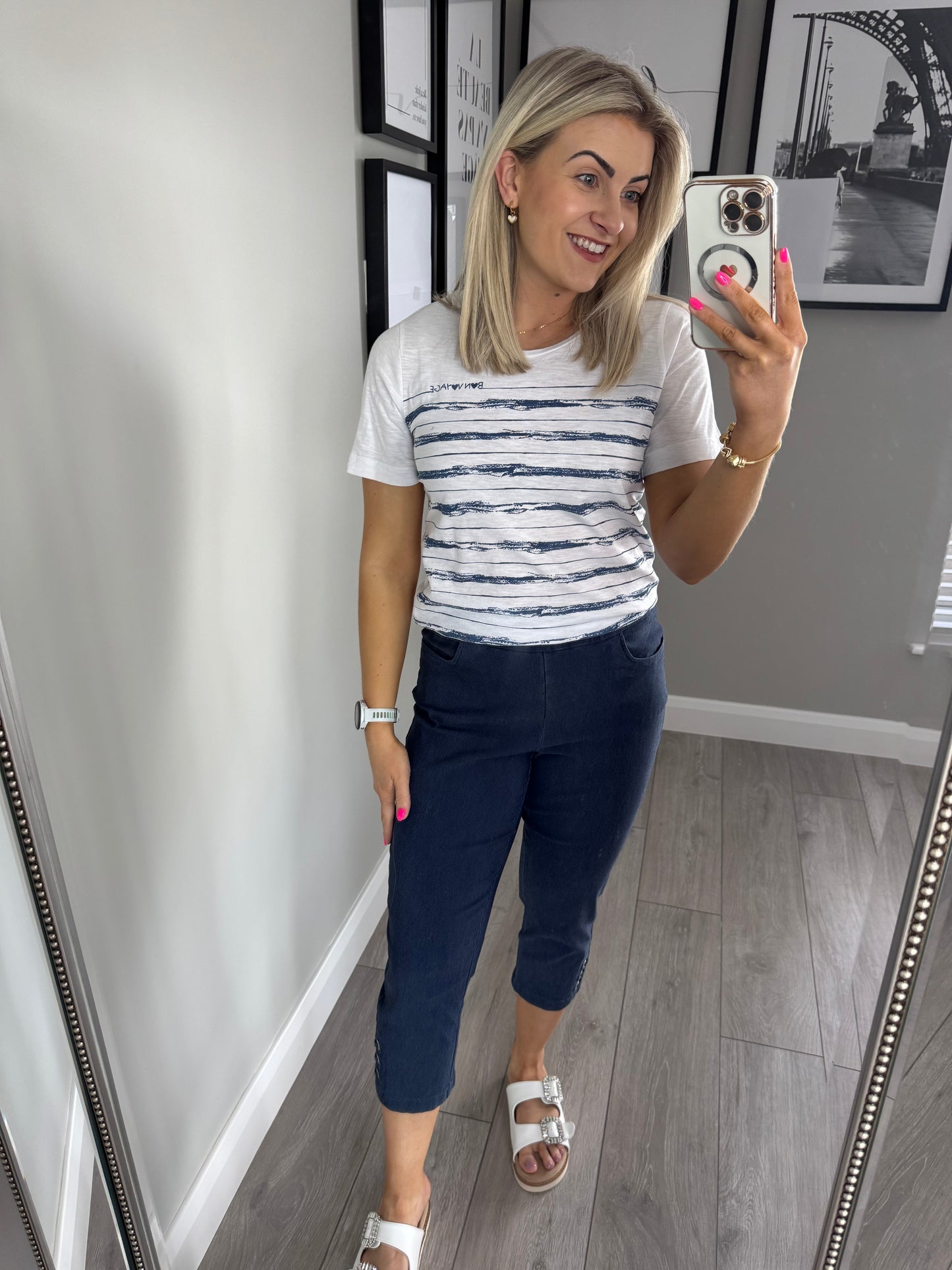 Pinns Denim Bengaline Diamanté Crops