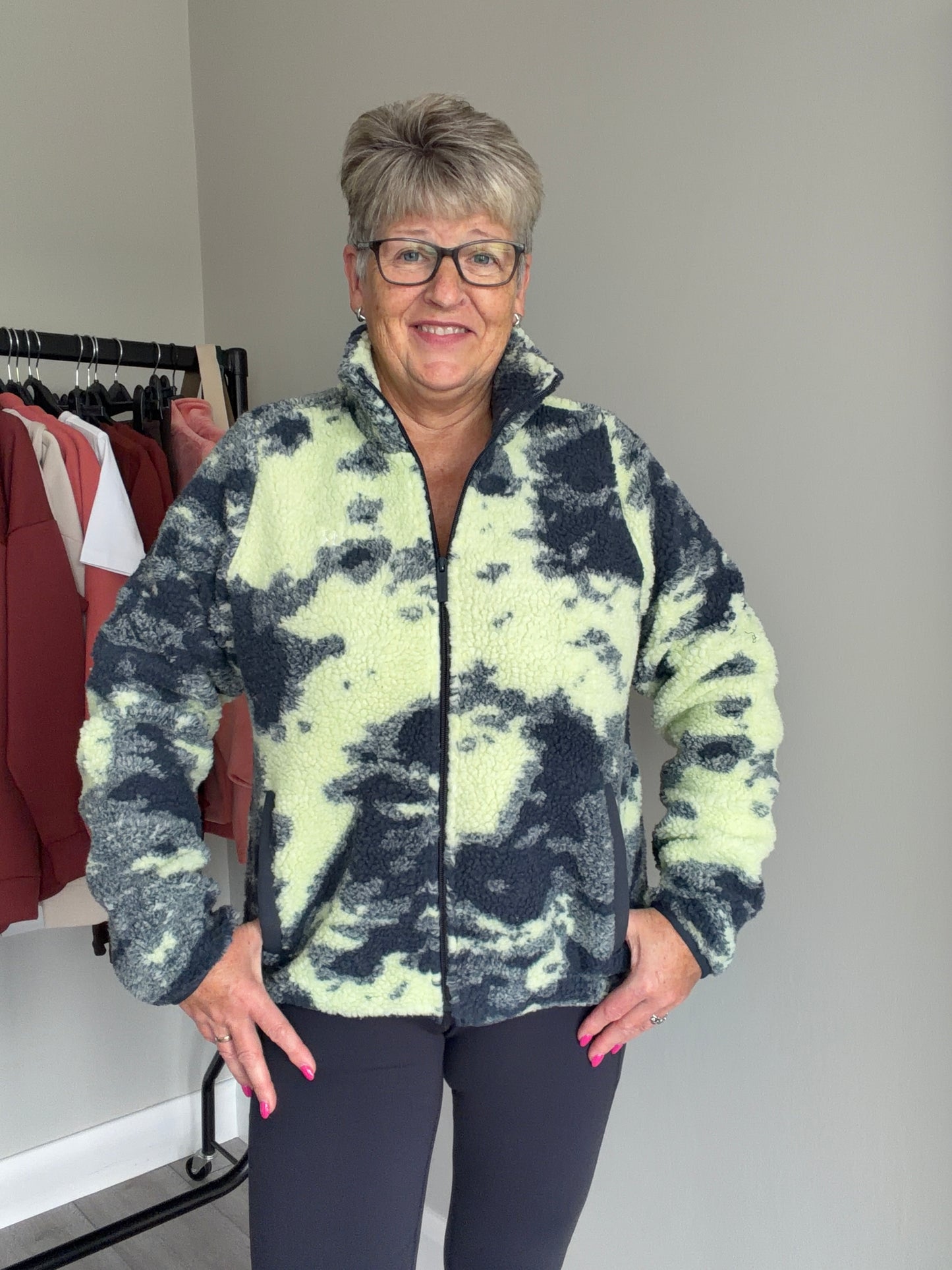 Relax & Renew Mila Multi Print Borg Zipper