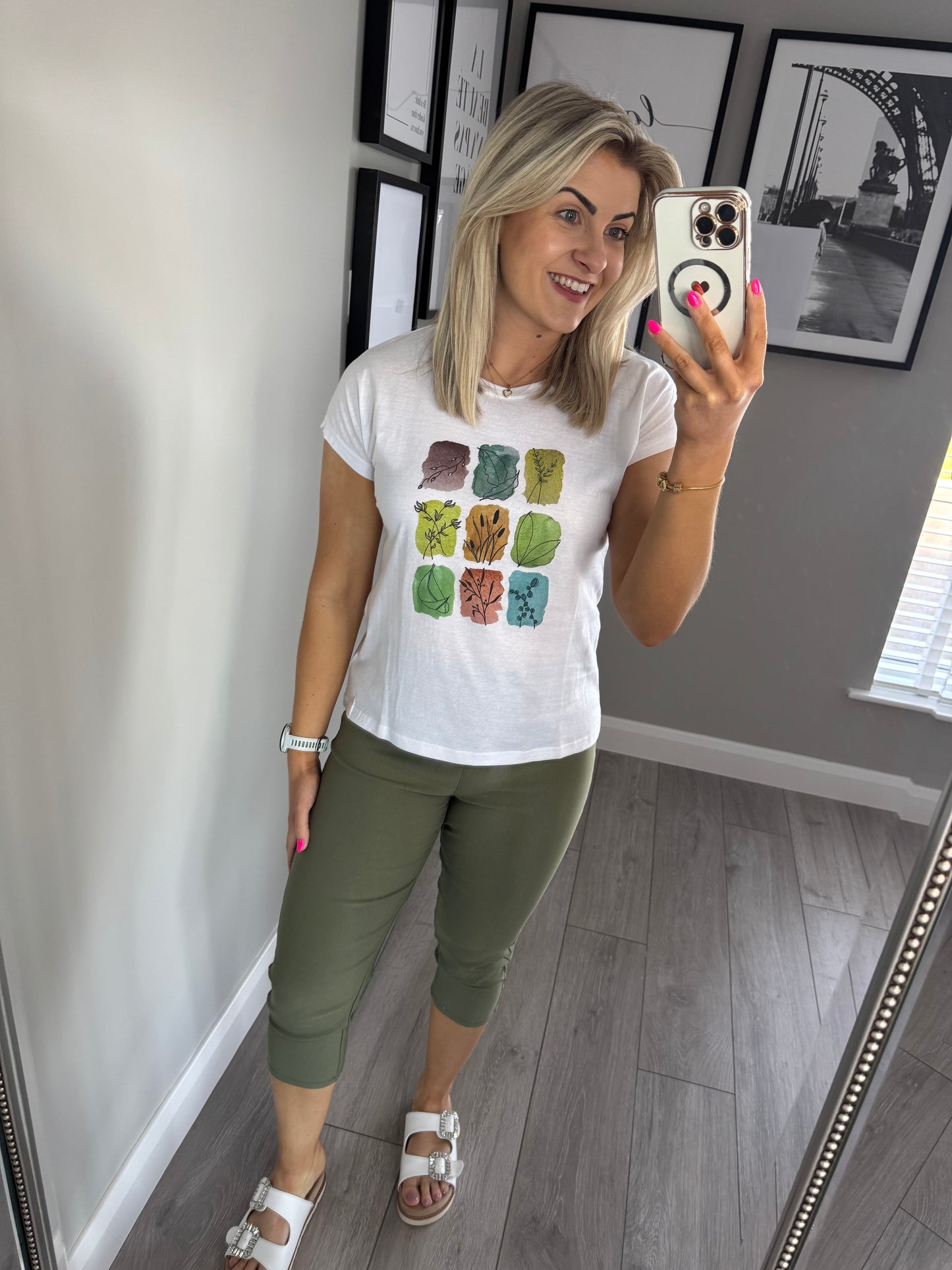 Freequent Khaki Elasticated Crops