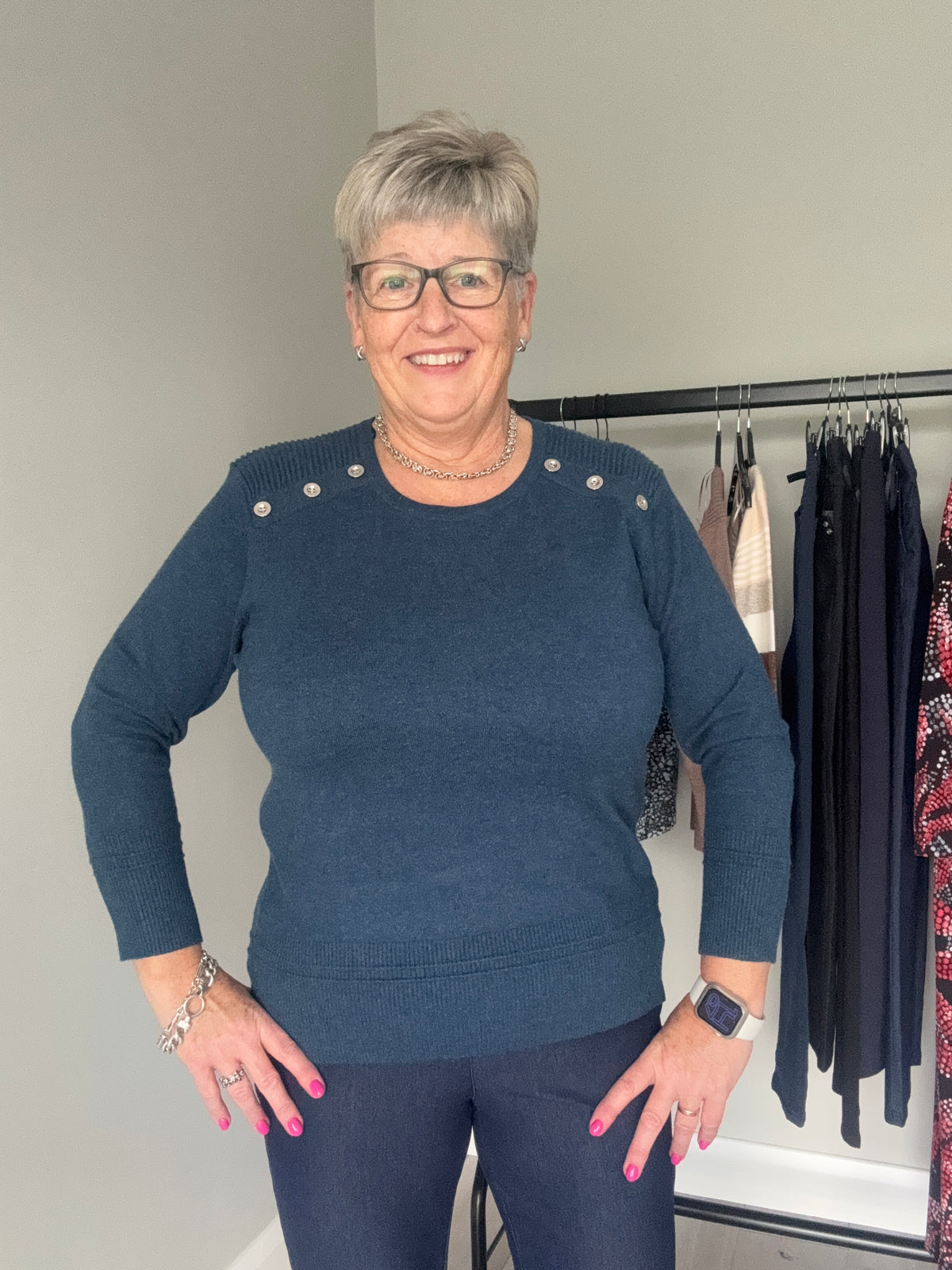 Claudia C Teal Shimmer Jumper