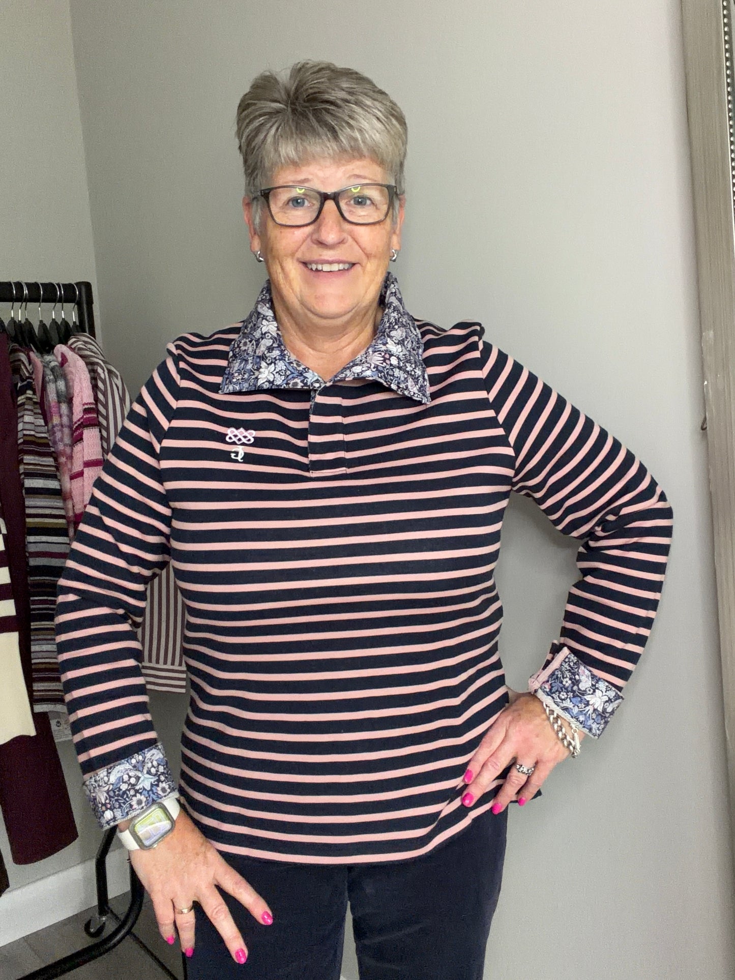 Navy/Nude Striped Sweatshirt