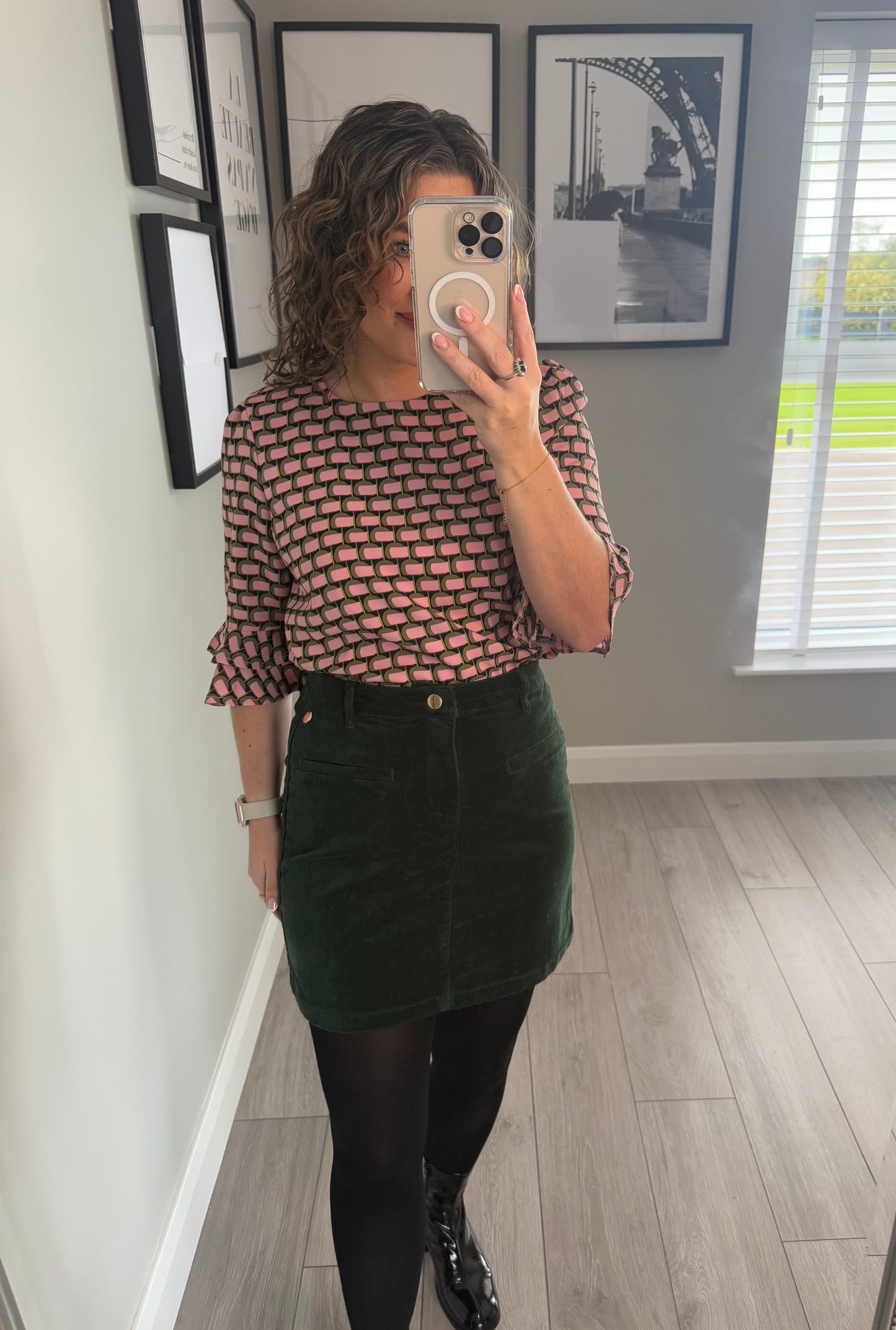 Rant & Rave Ora Forest Green Cord Skirt