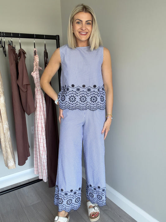 B.Young BYinzi Denim Embroidered Trousers