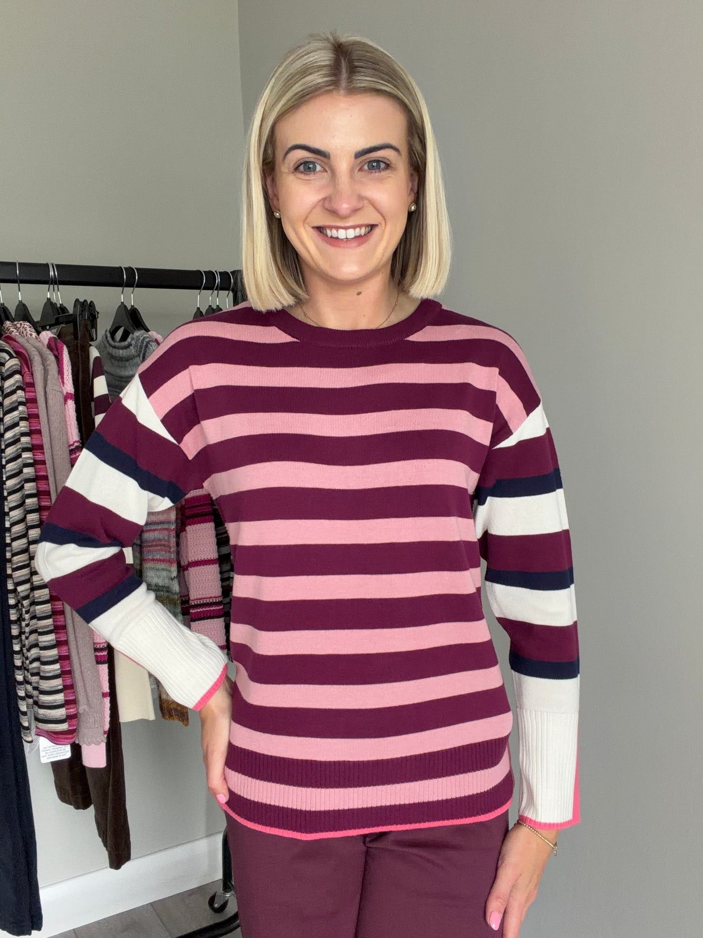 Wine/Pink Striped Jumper
