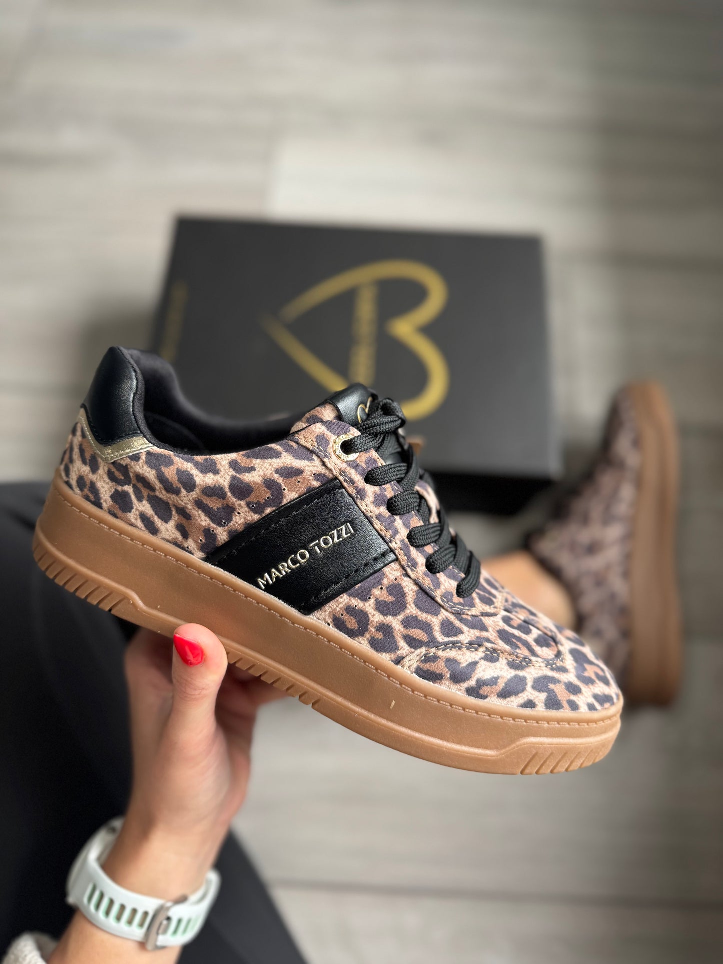 Marco Tozzi Black Leopard Trainer