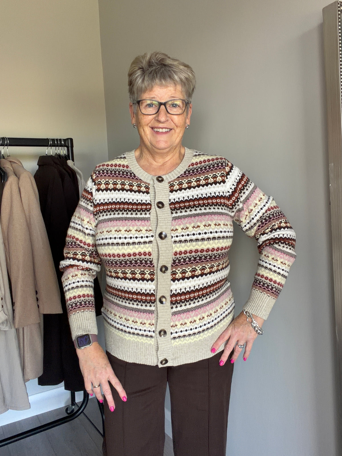 Beige Fairisle Cardigan