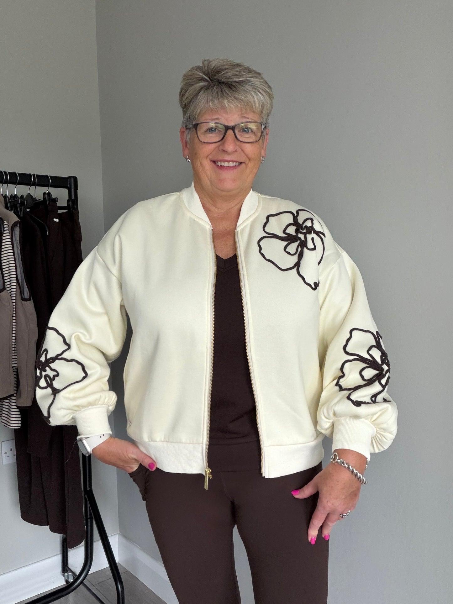 Relax & Renew Ruby Cream Bomber Jacket