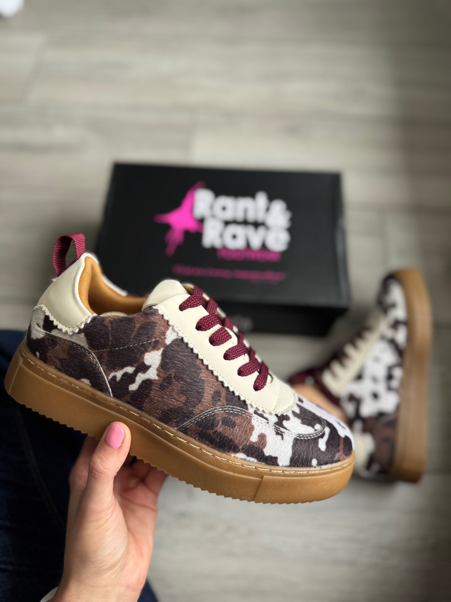 Rant & Rave Ciara Cow Print Trainer