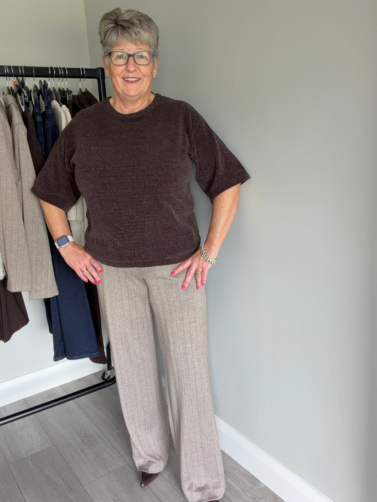 Freequent Mole Herringbone Smart Trousers